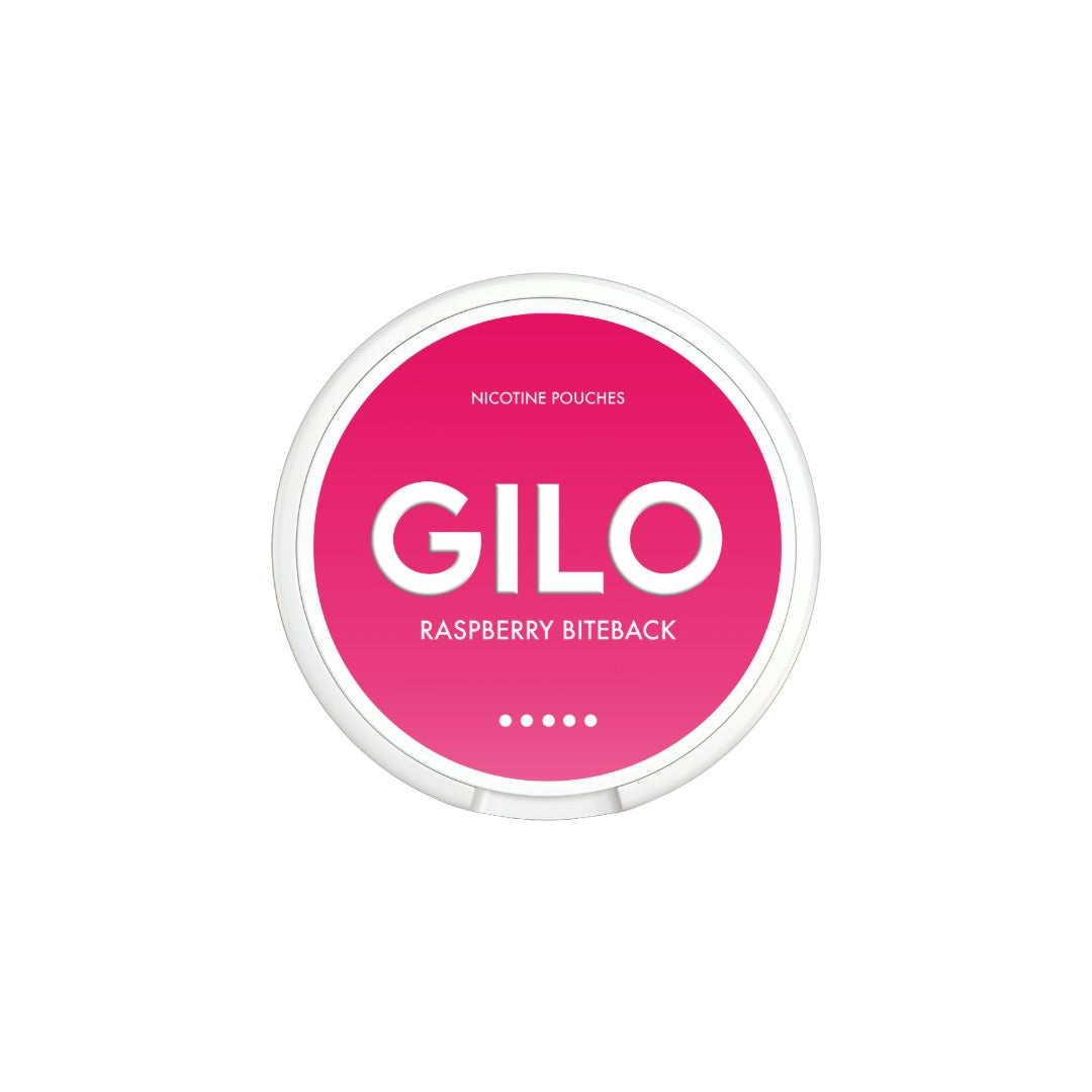 20mg GILO Nicotine Pouch Raspberry Biteback - 20 Pouches (Buy 1 Get 1 Free)