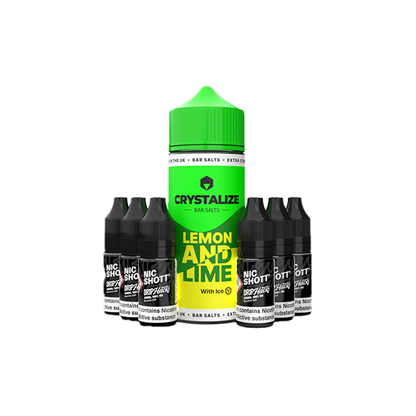 0mg Crystalize Bar Salts 120ml Longfill (50VG/50PG) + 6x Free 20mg Nicotine Shots 10ml