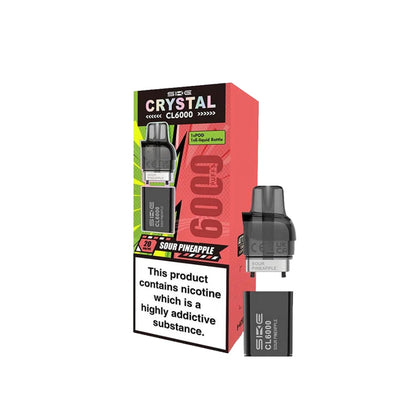 SKE Crystal CL6000 20mg Replacement Prefilled Pods 2ml 1200 Puffs - 2 Pcs