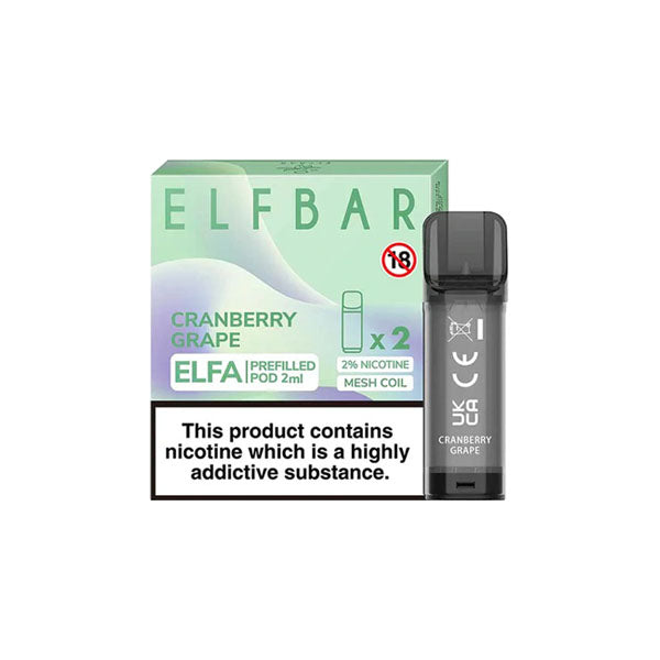 ELF Bar ELFA 20mg Replacement Prefilled Pods 2ml 1200 Puffs - 2 Pcs